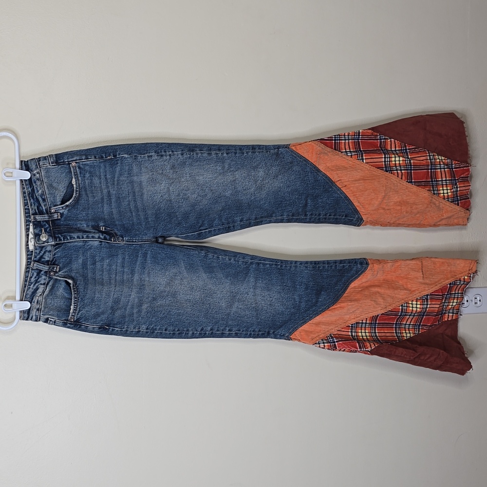 Free People Flashback Patchwork Flare Corduroy Bl… - image 3